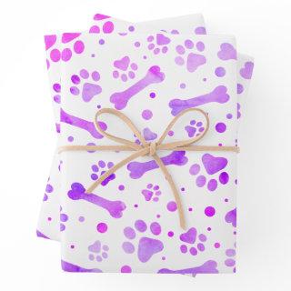 Pink Purple Paw Prints Watercolor Birthday   Sheets