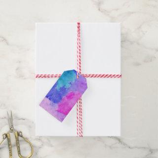 Pink, Purple, Teal, and Blue Watercolor Smudges Gift Tags