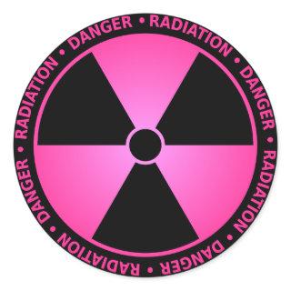 Pink Radiation Warning Classic Round Sticker