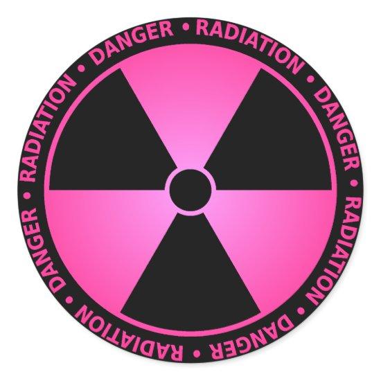 Pink Radiation Warning Classic Round Sticker