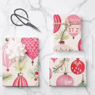 Pink Red Retro Christmas Ornaments  Sheets