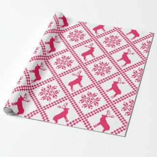 Pink Reindeer geometric Christmas pattern
