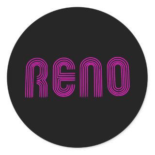 Pink Reno Sign Classic Round Sticker