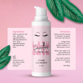 Pink Retro Font Lash Extensions Cleanser Wrapper Rectangular Sticker