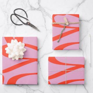 Pink Retro Lines Modern Abstract Brush Shapes  Sheets