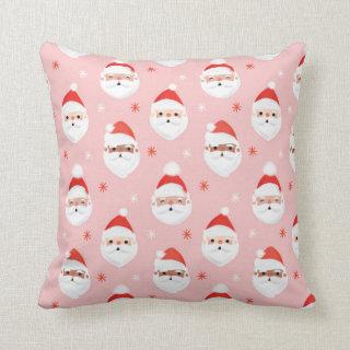 Pink Retro Santa Clause  Throw Pillow
