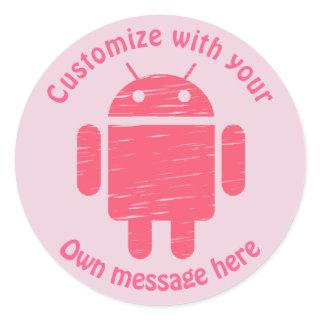 Pink Robot Custom Kids Birthday Classic Round Sticker