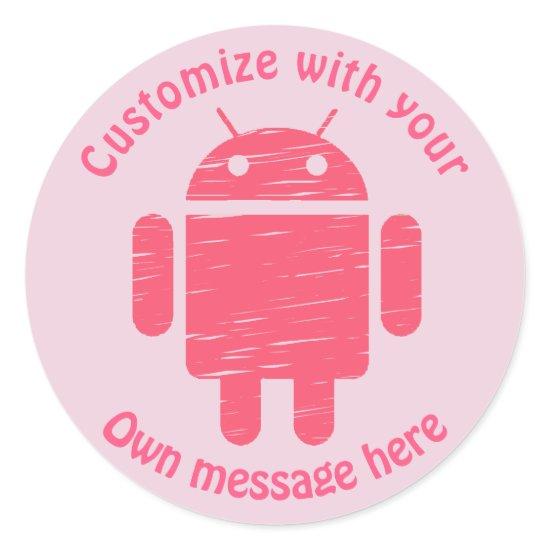 Pink Robot Custom Kids Birthday Classic Round Sticker