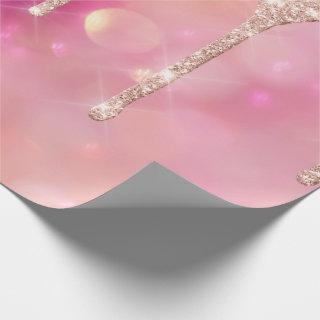 Pink Rose Blush Spark Powder Drips Glitter Bridal
