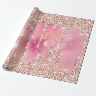 Pink Rose Blush Spark Powder Drips Glitter Mermaid