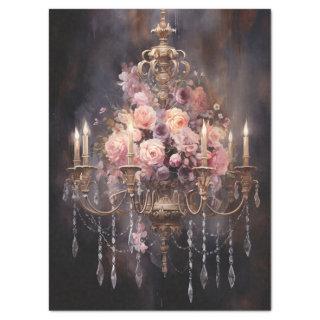 Pink Rose Chandelier Elegant Decoupage Tissue Paper