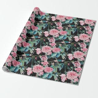 Pink Rose flowers floral Watercolor Wrapping