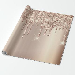 Pink Rose Gold Blush Spark Powder Drips Glitter