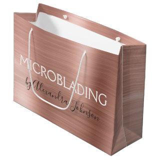 Pink & Rose Gold Brushed Metal Microblading Large Gift Bag