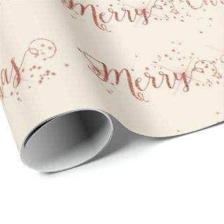 Pink Rose Gold Ivory Creamy Merry Christmas Script