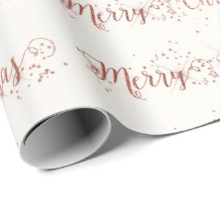 Pink Rose Gold Ivory White  Merry Christmas Script