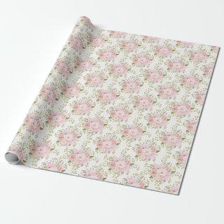 Pink Roses and Peonies Striped Pattern
