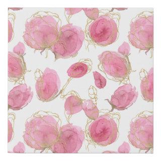 Pink roses faux canvas print