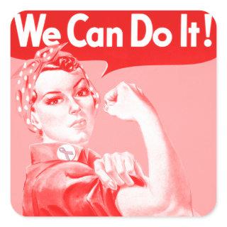 Pink Rosie the Riveter "We Can Do It!" Poster Square Sticker