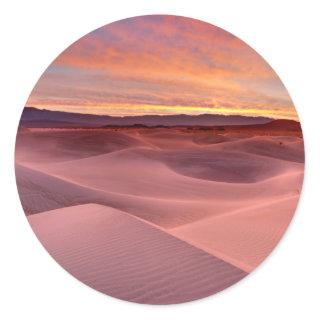 Pink sand dunes, Death Valley, CA Classic Round Sticker
