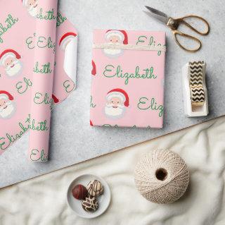Pink Santa Face Personalize Christmas Holiday gift