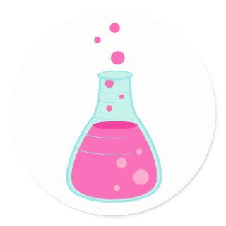 Pink Science Beaker Classic Round Sticker