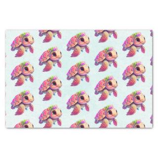 Pink Sea Turtle Whimsical & Cute Patterned Tissue Paper