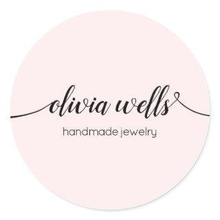 Pink Signature  Script Classic Round Sticker