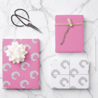 Pink Silver Letter C  Sheets