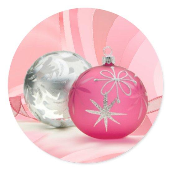 PINK & SILVER ORNAMENTS by SHARON SHARPE Classic Round Sticker