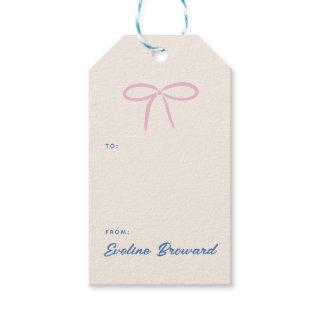 Pink Simple Bow Blank Gift Tag