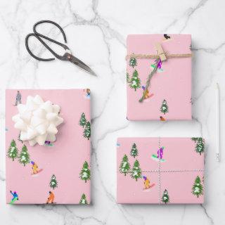 Pink Snowboarders Snowboarding Illustration    Sheets