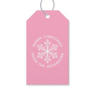 Pink Snowflake Christmas Gift Tags