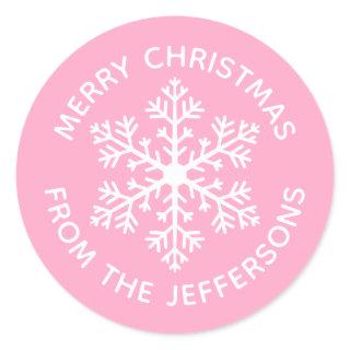 Pink Snowflake Christmas Stickers