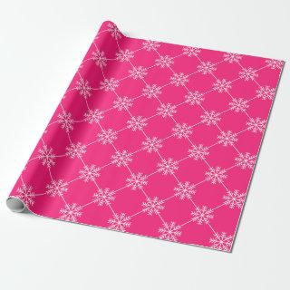 Pink Snowflakes Diagonal Square Pattern