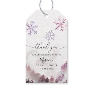 Pink Snowflakes Winter Wonderland Baby Shower  Gift Tags