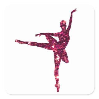 Pink Sparkly Ballerina Square Sticker