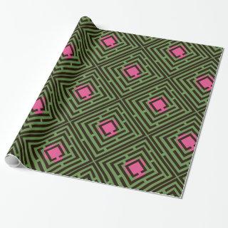 Pink Spot Black Labyrinth Pattern on Custom Color