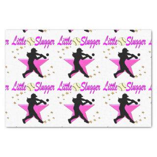 PINK STAR LITTLE SLUGGER SOFTBALL DESIGN TISSUE PAPER