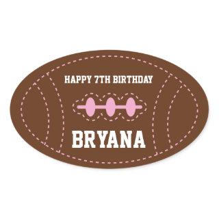 PINK Stitched Football Baby Shower Party Sticker