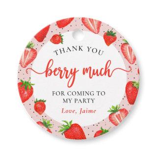 Pink Strawberry Birthday Thank You Berry Much Favor Tags