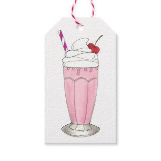 Pink Strawberry Ice Cream Shake Milkshake Dessert Gift Tags