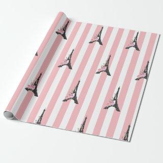 Pink stripes bleck Eiffel tower Paris theme