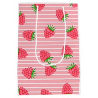 PINK STRIPY STRAWBERRIES MEDIUM GIFT BAG
