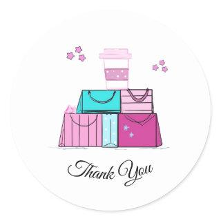 Pink Take Out Coffee and Shopping Packages Classic Round Sticker