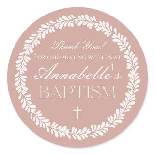 Pink Talavera Tile Spanish Fiesta Baptism Favor Classic Round Sticker