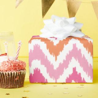 Pink Tangerine Zigzags Ikat Pattern