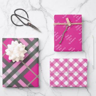 Pink Tartan Plaid Gingham Personalized Christmas  Sheets