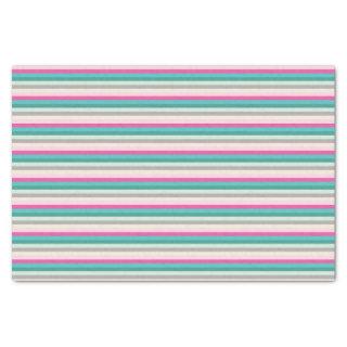 Pink Teal and Grey Striped Tissue Paper