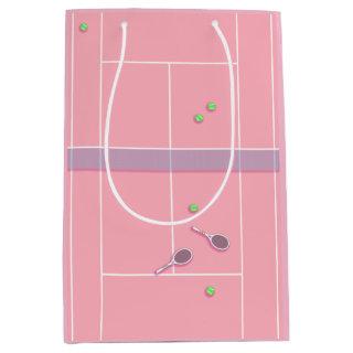 Pink Tennis Court Preppy Modern Tennis Player  Medium Gift Bag